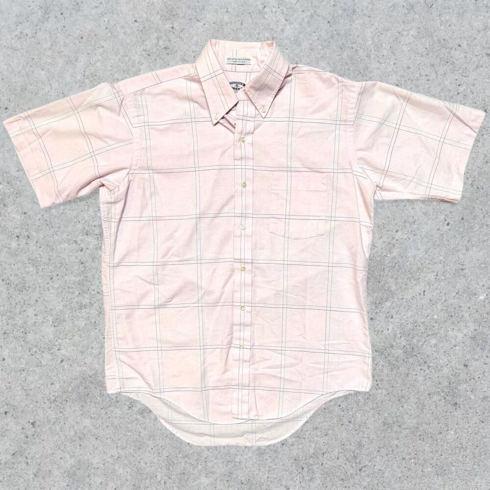 Vintage 80’s Arrow Paddock Club Pink Plaid Short Sleeve Button Up Shirt